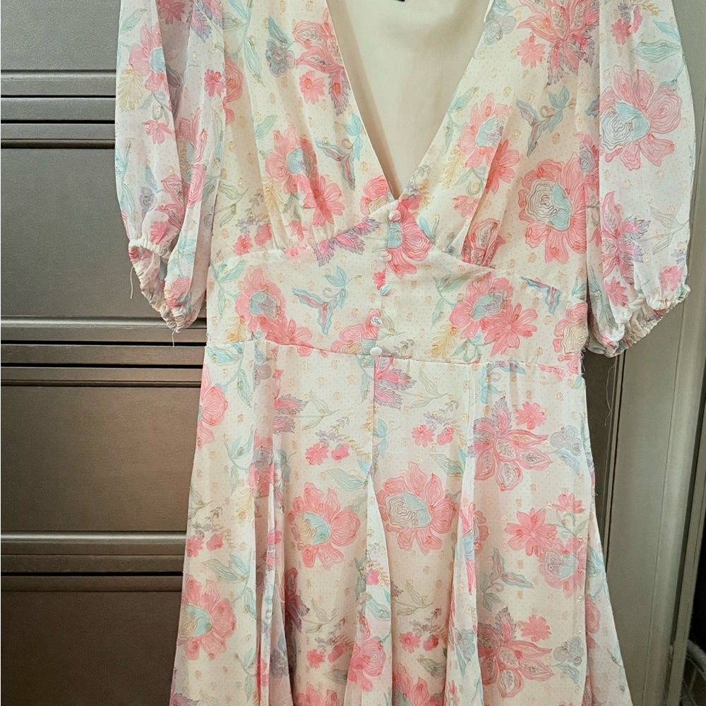 City Studio Floral Long Sleeve Dress - Pink and Cream